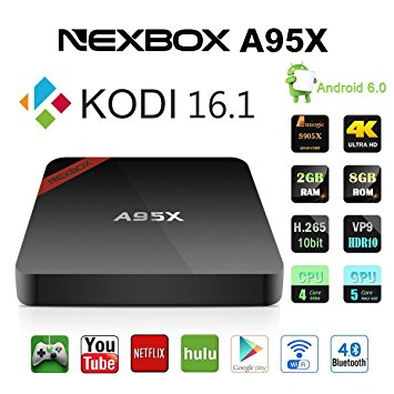 [New] NEXBOX Android 6.0 TV Box Amlogic S905X Quad Core 2.0GHz STB KODI 16.1 Pre-installed 2GB RAM 8GB ROM VP9 4K H.265 HDR Media Player BT 4.0 Rooted with Spdif