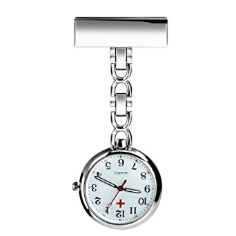 WIOR Nurse Lapel Pin Watch Hanging Medical Doctor Pocket Watch Quartz Movement Nurses Watch with Gift Box