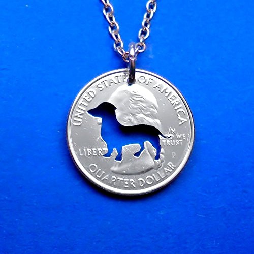 Dachshund Pendant Necklace or Keychain Keyring Cut In A US Quarter Coin