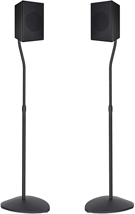 PERLESMITH Adjustable Height Speaker Stands-Extend 31-48 Inch-Hold Small Satellite Bookshelf & Bluetooth Speakers Weight up to 6lbs(i.e. Bose, Polk, JBL, Sony, Samsung, and Klipsch) -1 Pair (PSSS3)