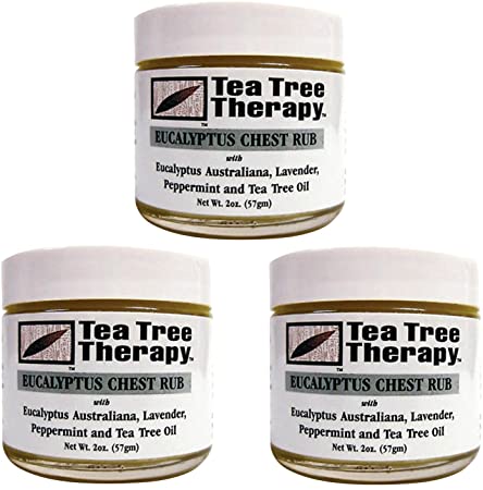 Tea Tree Therapy Eucalyptus Australian Chest Oil, Lavender Peppermint and Tea Tree, 2 Ounce (3-Pack)