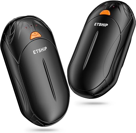 etship Hand Warmers Rechargeable, 2 Pack Electric Handwarmer 6000mAh, 3 Levels & Double-Sided Heating, Portable Pocket Heater Warm Gift for Christmas, Outdoor Sports, Raynauds