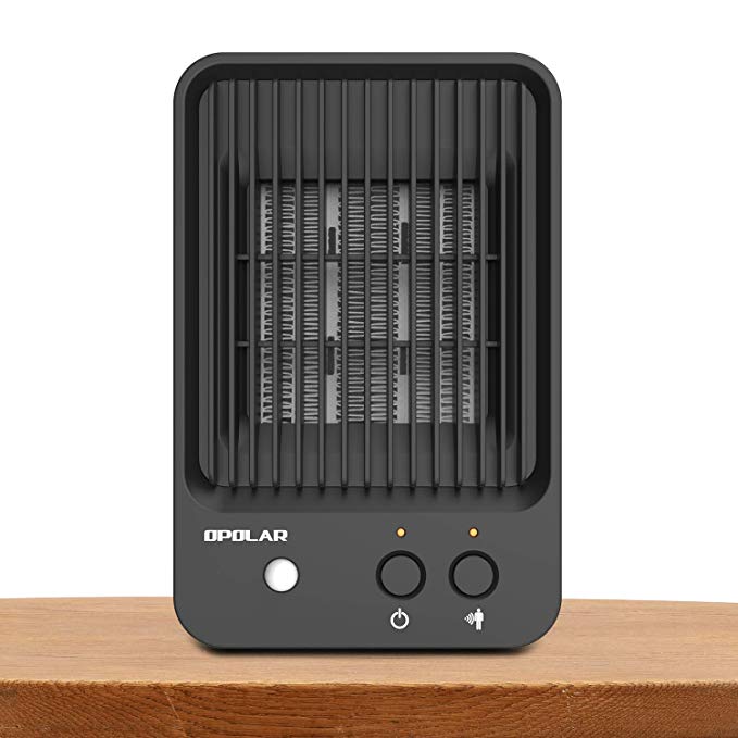Mini Desk Space Heater, 600 Watt Personal Electric Heater with Infrared Human Sensor Feature, Quick Heat-up, Over-Heat and Tip-Over Protection, Portable for Small Room Office Desktop -Black