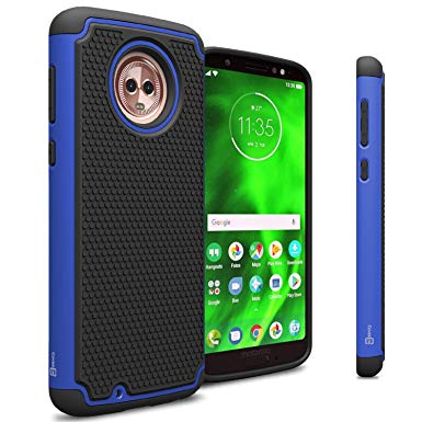 Motorola Moto G6 Case, CoverON [HexaGuard Series] Protective Dual Layer Hybrid Phone Cover Case for Motorola Moto G6 - Blue on Black