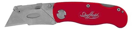 Sheffield 12614 One Hand Opening Lock-Back Utility Knife Red