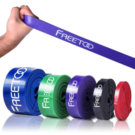 Resistance Bands FREETOO Workout Bands Stretch Exercise Pull up Rubber Bands of 5 levels for Men and Women Home GymsYogaPilatesPhysical TherapySingle Unit