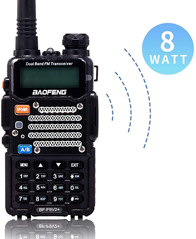 BaoFeng Two Way Radio,8-Watt Dual Band Radio with LED Display,Portable Walkie Talkies Includes 2100mAh Large Battery ,BF-F9V2 (Black, 1Pack)