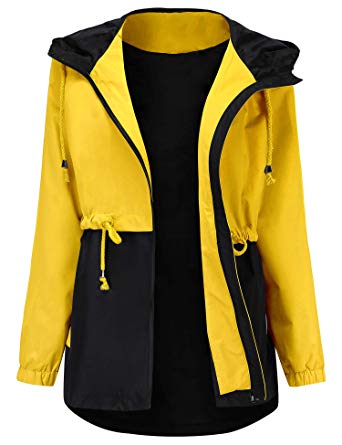 Romanstii Waterproof Raincoat,Women Outdoor Hooded Rain Jacket Long Trench Coats Lined Windbreaker (S-XXL)