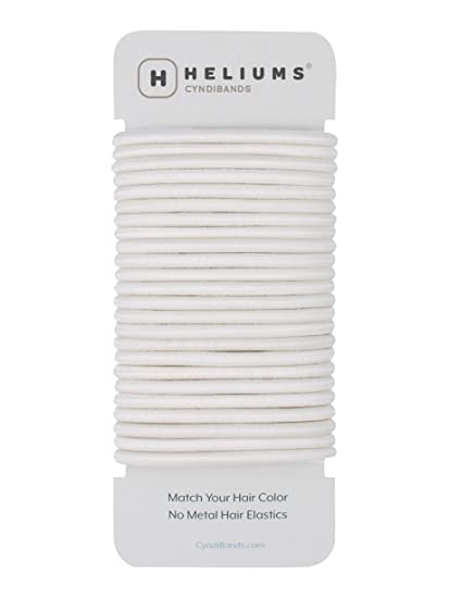 Cyndibands White No-Metal 4mm 1.75 Inch Elastic Hair Ties Ponytail Holders - 24 Count