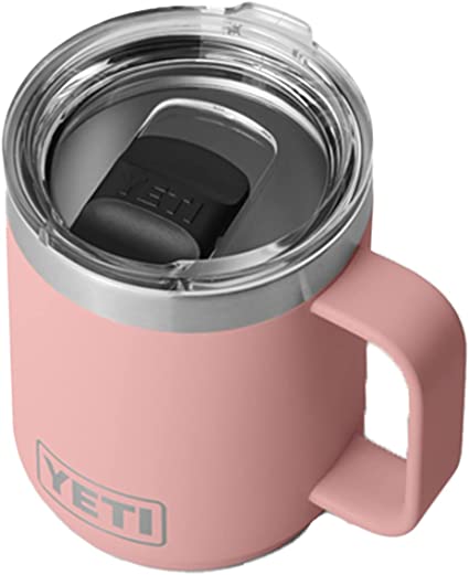 YETI Rambler 10 oz Stackable Mug, Stainless Steel, Vacuum Insulated with MagSlider Lid, Sandstone Pink