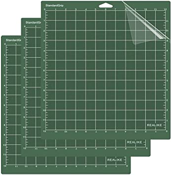 REALIKE 12x12 StandardGrip Cutting Mat for Cricut Explore One/Air/Air 2/Maker (3 Mats), Green Standard Cut Mats Replacement Accessories for Cricut