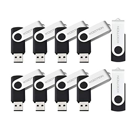 10Pcs USB 2.0 Flash Drive Memory Stick Fold Storage New Design Easy to Carry (8G, black)