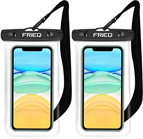 Waterproof Case 2 Pack for iPhone 13/13 Pro Max/12/12 Pro/SE/Xs Max/XR/8P/7 Galaxy up to 7" (Black)
