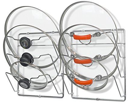 2 Pack - SimpleHouseware Wall Mount Pot Lid Organizer Rack, Chrome