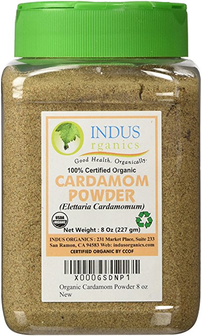 Indus Organics Powder, Green Cardamom, 8 Oz Jar, Premium Grade, Hand Picked, Freshly Packed