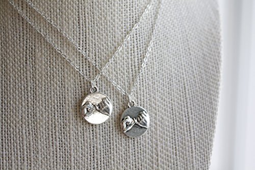 Set of 2 Silver Pinky Promise Necklaces, Friendship Necklace , Pinky Swear Necklace, Best Friend Necklace