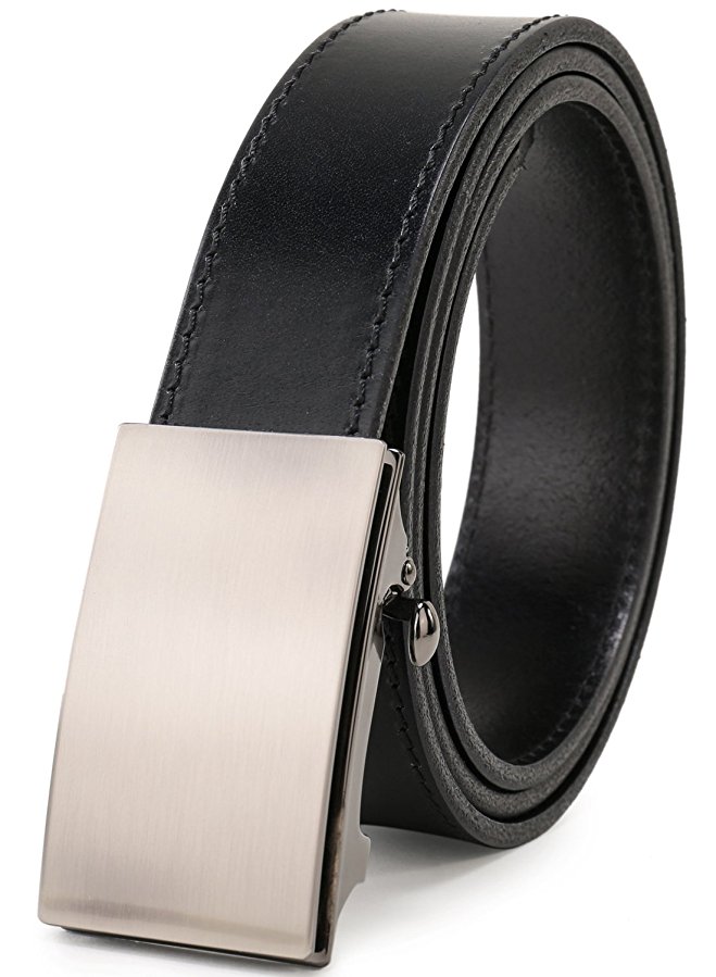 Beltox Men’s Top Grain Bridle Leather Dress Belt No Ratchet Automatic Buckle