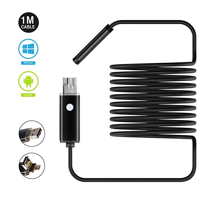 USB Endoscope with 6 LEDs, Dr.meter 2 in 1 Wireless Digital Inspection Camera for Android /Windows 2000/XP/Vista/7/Mac OS (Not support to Window 10 system)