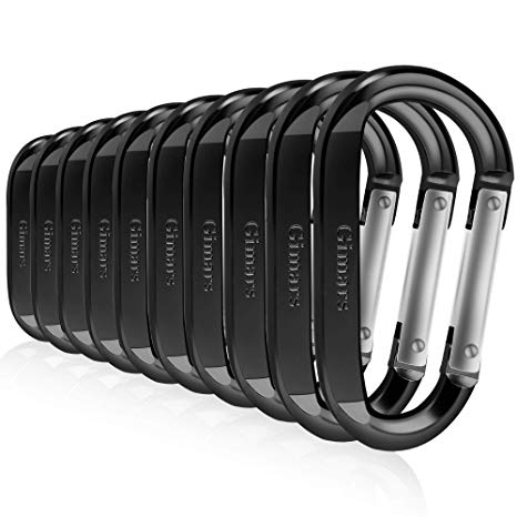 Gimars 3" 10 Pcs Improved Durable Spring-Loaded Gate Aluminum D Ring Carabiners Clips Hook for Home, Rv, Camping, Fishing, Hiking, Traveling
