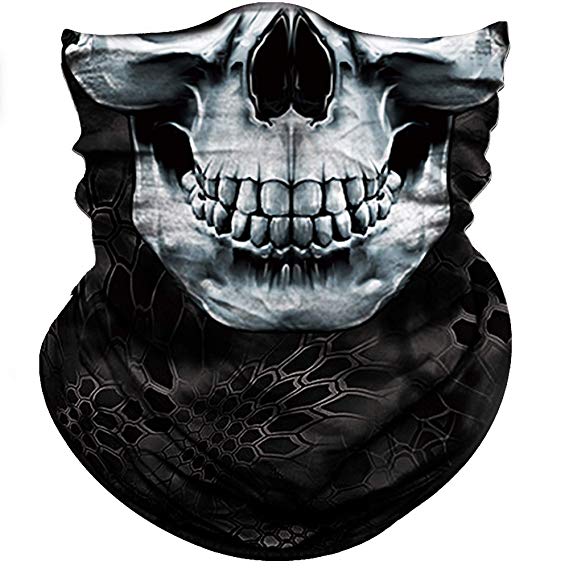 Obacle Skull Face Mask Half Sun Dust Wind Protection, 3D Tube Mask Seamless Durable Face Mask Bandana Skeleton Face Mask Motorcycle Bike Riding Fishing Hunting Cycling Festival, Many Patterns