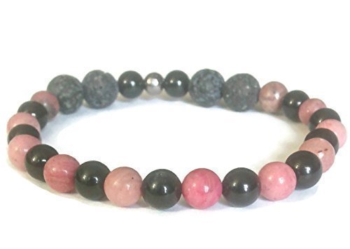 Aromatherapy Black Onyx & Pink Stone Lava Bead Essential Oil Diffuser Bracelet