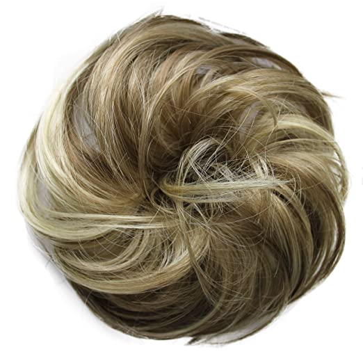 PRETTYSHOP Scrunchie Bun Up Do Hair piece Hair Ribbon Ponytail Extensions Wavy Curly or Messy Various Colors(brown blonde mix 12H88)