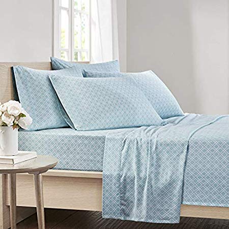 Bed Sheets Set Full - Multi Color Geomatric 6 Piece 100% Cotton Flannel Printed Sheet Bedding Set - Includes 1 Flat Sheet, 1 Fitted Sheet, and 4 Pillowcases