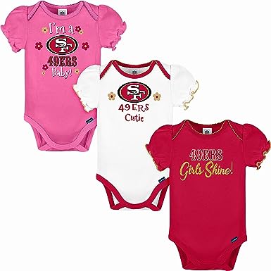 Gerber NFL baby-girls Nfl Team 3 Pack Short Sleeve Onesie Bodysuit