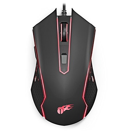 1byone 6 Buttons Optical Gaming Mouse with 4 Adjustable DPI and Rubber Polish Surface, Black