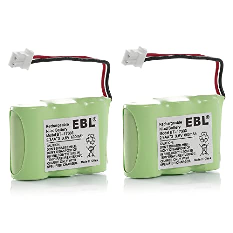 2 Pack EBL Replacement Cordless Phone Battery for Home Phone 89-1332-00-00, 89-1338-00, BT-17333, BT-27333, BT-17233,BT163345, BT263345, Radio Shack CS90174 12280731 23-956 43-3215 960-1436