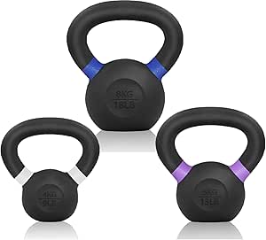 Yes4All Kettlebell Weights Cast Iron/Kettlebells Powder Coated - Strength Training, Home Gym, Full-body Exercises