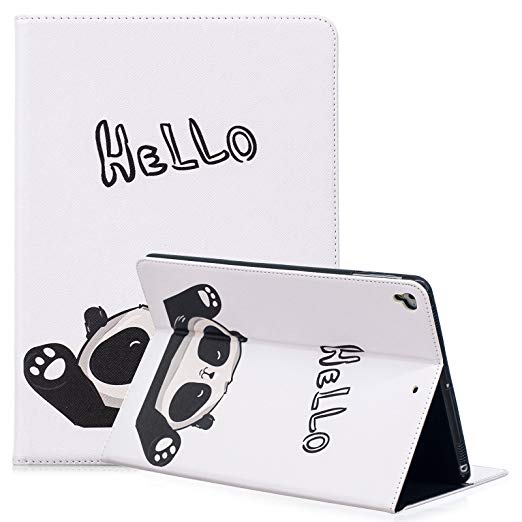 Dteck Case for Apple iPad 9.7 inch 2018 2017/iPad Air 2/iPad Air Tablet - Slim Lightweight Folding Stand Protective Cover Soft TPU Back Case for Apple iPad 6th/5th Gen, iPad Air 1/2,Hello Panda