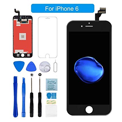 Repair-Screen for iPhone 6 Screen Replacement LCD Display Touch Digitizer Assembly with Repair Tools Screen Protector, Compatible with Model A1549, A1586, A1589 (Black 4.7inch)