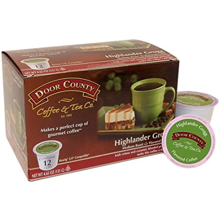 Door County Coffee Single Serve Cups for Keurig Brewers (Highlander Grogg, 12 Count)
