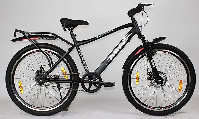 Avon Buke Rowdy IBC 26T Single Speed Mountain Bike ( Color : Matt Black/Black , Ideal for : 12  Years ) With Front & Rear Disc brakes