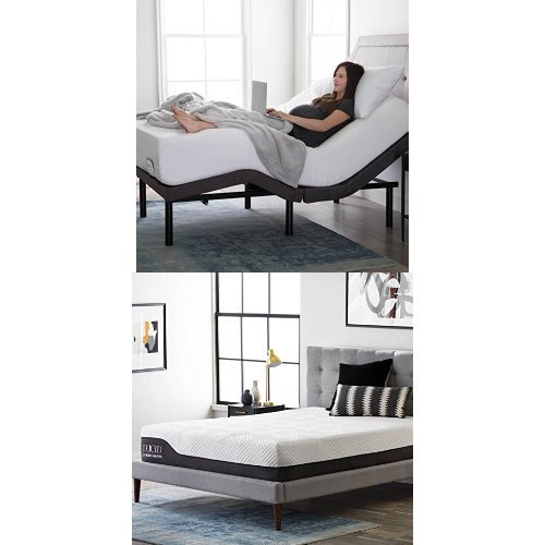 LUCID L300 Adjustable Bed Base with LUCID 12 Inch Memory Foam Hybrid Mattress - King