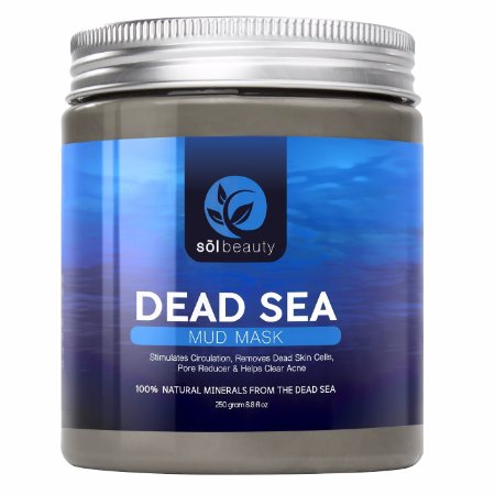 Sol Beauty® Dead Sea Mud Mask - Best Face & Body Mud Mask - Cosmetic Benefits Include: Exfoliation, Detoxification, Acne & Blackhead Treatment