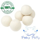 Feeling Fluffy Handmade 100 Organic Premium XL Wool Dryer Balls 6 Pack - Natural Laundry Fabric Softener