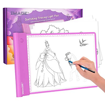 IMAGE Light Up Tracing Pad,Pink Drawing Tablet Coloring Board for Kids Gift Toys for Girls