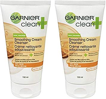 Garnier Clean  Smoothing Cream Cleanser For Dry Skin , 5 Fluid ounces 2-Pack