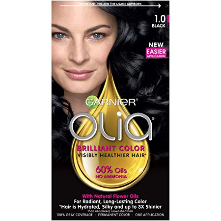 Garnier Olia Oil Powered Permanent Hair Color, 1.0 Black (Packaging May Vary)