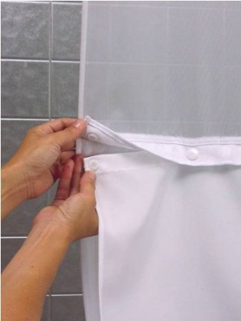 Hookless Snap-In Fabric Liner for Shower Curtains, Window 70 x 54-Inch, White