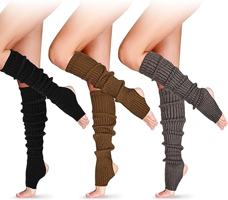 SATINIOR Women Winter Long Leg Warmers 24 Inch Over the Knee Ribbed Knit Leg Warmer for 80s Party Dance Sports