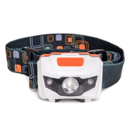 LED Headlamp - Great for Camping, Hiking, Dog Walking, and Kids. One of the Lightest (2.6 oz) Headlight. Best Flashlight. Water & Shock Resistant with Red Strobe. 3 AAA Duracell Batteries Included.