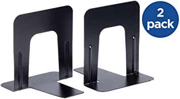 Officemate Heavy Duty Non Skid Bookends (127mm / 5inch) for Shelves, Office, School & Home | Metal Book End & Stopper | Anti Scratch & Non Slip | Decorative Book Dividers for Desks | Bookworms Gift