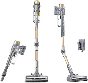 Kenmore DS4095 Brushless Cordless Stick Vacuum with EasyReach Wand, Lightweight Cleaner with 2-Speed Power Control, LED Headlight, Converts to Handheld for Hardwood Floors, Carpet & Pet Hair,Gold