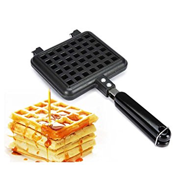 Happy Hours® Classic Non-stick Cast Aluminum Waffle Maker Checkered Cakes With Handle Baker Plates Waffles Tray Mold Fits for Stovetop/ Campfire Pan