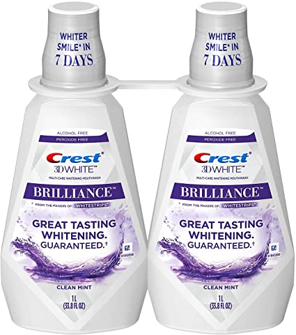 Crest 3D White Brilliance Whitening Mouthwash, Clean Mint (33.8 fl. oz, 2 pk.)