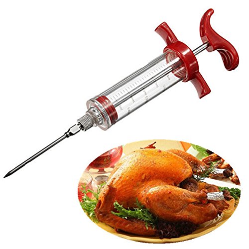 Marinade Injector Sauce Seasoning Flavour Syringe Injector Kitchen Gadget Needle Cooking Meat Poultry Turkey Chicken BBQ Tool