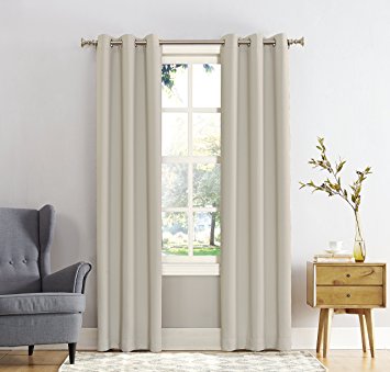 Sun Zero Easton Blackout Energy Efficient Grommet Curtain Panel, 40" x 84", Pearl White